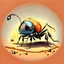 Placeholder: an ant under magnification, cute ,vector art, paiting