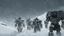 Placeholder: Warriors in blizzard, comic style