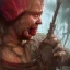 Placeholder: Insanely detailed photograph of an “portrait of a Giant Downsyndrome D&D barbarian wearing a red loincloth ”, smiling clear face and hyperdetailed painting by Ismail Inceoglu Huang Guangjian and Dan Witz CGSociety ZBrush Central fantasy art album cover art,8K, hdr, epic, mysterious, ominous, hands focused on a glowing D20, jewelry, motivated