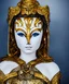 Placeholder: A close up portrait of a beuatiful goddess dressed in white and gold armour