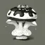 Placeholder: mushroom, black and white, cartoon, drawing, cute, creature, simple, mouth