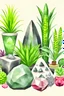 Placeholder: Gemstones and house plants graphic