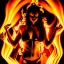 Placeholder: woman made of fire, fire angel, fire clothes, full body portrait, long flowing hair, only wearing bikini made of fire, highly detailed, real life photo, photo quality, extremely detailed, high quality, standing in fire, highly detailed face with makeup