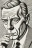 Placeholder: bank bailout chancelor of excheqour pencil draw style of roy lichtenstein