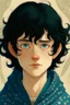 Placeholder: black hair freckles blue eyes young wizard beardsley