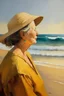 Placeholder: A portrait of an lady looking at the beach