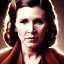 Placeholder: extrem realistic analog style photography of carrie fisher by Annie Leibovitz, soft ethereal skin, symmetrical short hairstyle,studio lighting, sharp brown eyes, dark plain background