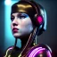 Placeholder: Sweet british cyber woman, young blonde Madonna artist, cold ambient, rain, fog, latex, cables, purpurin, black, gold, rings piercing, yellow, decorative color feathers, circuits, neon style, a lot of led lights, fog, rain, vibrant color, highly detailed, art stations, concept art, smooth, unreal engine 5, god rays, ray tracing, RTX, lumen lighting, ultra detail, volumetric lighting, 3d, finely drawn, high definition, high resolution.