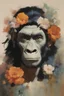 Placeholder: mugshot, Planet of the Apes, multicolored, large, floral designs, atmospheric, beautiful, China Doll, oil painting by Frank Frazetta