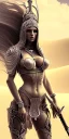 Placeholder: white lady warrior with big bobs no top in desert