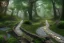 Placeholder:  winding stone path lit river