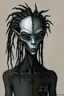 Placeholder: abstract half-alien with grey skin and dreads