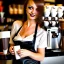 Placeholder: sultry, gorgeous female coffee barista