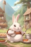 Placeholder: Cute chubby bunny floppy ears adventurer dnd cooking art realism