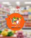 Placeholder: A beautiful design with a shopping cart in the middle filled with supermarket products on an orange, red and white background and the words (toranj plus market) at the top of the image as a logo.