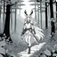 Placeholder: [comics Head Lopper style by Andrew MacLean] She is an Elf, her ethereal beauty matched only by her mastery of ancient magic. Like a whisper of wind through the trees, she moves through the forest with the agility of a deer, her steps leaving barely a trace on the forest floor. The shimmering leaves above seem to part in reverence as she passes. Crouching down by the riverbank, the Elf dips her slender fingers into the cool, clear water. Ripples spread outwards, reflecting the dappled sunlight