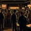 Placeholder: a single figure in a crowded bar at night