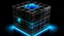 Placeholder: Cube tesseract located strictly in the middle of picture with space around it and with glow in tesseract, but without glow below it, without background or table. For 404 error page.