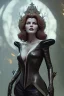 Placeholder: Rene Russo as evil queen in leather, cleavage, angry, stern look. character design by cory loftis, fenghua zhong, ryohei hase, ismail inceoglu and ruan jia. unreal engine 5, artistic lighting, highly detailed, photorealistic, fantasy