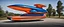 Placeholder: award winning car and driver photograph of a futuristic station wagon dirigible hybrid designed by only one vehicle per image painted metallic orange traveling at a high rate of speed, jet intake off of front center of vehicle and jet exhaust out the rear with bright blue flame, bilaterally symetrical, more a high speed road vehicle