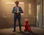 Placeholder: muppet detective with body man standing, realistic photo, concept art, retro style, smooth, unreal engine 5, god lights, ray tracing, RTX, lumen lighting, ultra detail, volumetric lighting, 3d.