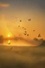 Placeholder: Bubbles and Butterflys flying to the sky at sunset