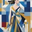 Placeholder: generates an abstract image that blends aegean aesthetics with a modern style,emphasizing a woman's figure.She uses stylized geometric shapes inspired by Italian monuments, with a bold color palette and touches of blue and gold. Integrate flowing lines that recall contemporary fashion and fit a woman's figure into an elegant dress.Add abstract touches inspired by greek squares.