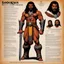 Placeholder: character concept sheet with AD&D statistics and characteristics, [photo from the TV series Sandokan (1976)] The Barbanger is a mix between a barbarian and a range, a blooming great sword in one hand and a foaming mug of ale in the other