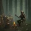 Placeholder: old zombie sitting near campfire, scary, steam punk, realistic, made in octane, cinematic, ultra-realistic, extremely detailed octane rendering, 8K, VRAY Super Real ar 2:3, dof photorealistic futuristic 50mm lens hard lighting dark gray tintype photograph, realistic lighting, sepia color