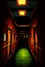Placeholder: A chillingly eerie cartoon-style image depicts a desolate and abandoned hospital consumed by haunting darkness. The flickering lights cast an ominous glow on the Halloween masked killer with a knife lurking in the shadowed corridors. Against a dark background, vibrant and vivid colors intensify the sinister atmosphere. This high-quality image, resembling a haunting painting, showcases every eerie detail meticulously, immersing viewers in the macabre narrative of a forgotten place.
