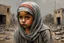 Placeholder: Grey sky, crying little palestinian girl wearing kuffeah , rocks, destroyed buildings , emotional influence, friedrich eckenfelder and willem maris impressionism paintings