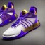 Placeholder: Basketball sneaker inspired by kobe bryant, audi RS6, Los Angeles Lakers, 35mm camera, magazine advertisement, realistic shot 3/4 view from the lateral front