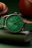 Placeholder: Design a realistic image that combines the timeless elegance of an aventurine dial watch with a vintage aesthetic. Incorporate classic elements in the background and styling to evoke a sense of nostalgia while maintaining a high level of realism.
