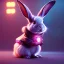 Placeholder: pixar style anamorphic cute cyberpunk rabbit baby, smiling,gangsta gold neckless, full body, magenta puffer jacket, manila city backdrop, hyper realistic, unreal engine 5, 16k