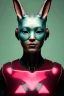 Placeholder: Medium Close Up Portrait, Front image. cyberpunk, rabbit mask, Asian woman, pink short hair. latex suit. Red, black, gold, color. Ghost in the shell style. Color background, photo studio. Avatar image, highly detailed, concept art, smooth, unreal engine 5, god rays, ray tracing, RTX, lumen lighting, ultra detail, volumetric lighting, 3d, finely drawn, high definition, high resolution.