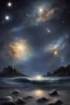 Placeholder: cielo stellato cristalli luci astronavi magia mare