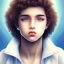 Placeholder: beautiful 12 year old arabic boy with curly hair and light blue eyes