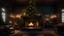 Placeholder: darkness,photoreal, a majestic Christmas tree fireplace in the big living room