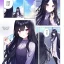 Placeholder: Clear focus,High resolution, black long fluffy hair, long fluffy bangs, purple eyes, wearing a cute outfit, wearing a short skirt, comic