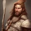 Placeholder: Portrait of Gradwulf the barbarian warrior in art deco style. He is an unattractive man in his 30s with battlescars across his face. He wields a two-handed battle-axe.