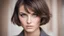 Placeholder: Beautiful brunette model with short hair, with beautiful eyes, focus on the eyes