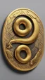 Placeholder: a smooth 3d game graphics circular shaped golden coin with a full body relief print of snake gun