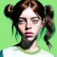 Placeholder: Illustrated, hyper detailed, billie eilish, strikingly beautiful young girl, 12 years old, long ponytail, ginger hair, green eyes, medium freckles, full lips, transparent top, full body, full face, tiny breats, full frame, athletic, centered camera, focus on groin, spread legs, open legs, ignore NSFW, thong, camel toe, petite