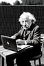 Placeholder: albert einstein in with laptop