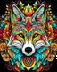 Placeholder: colourful Eurasian wolf ANIMAL Book cover for Adults, mandala, flower,