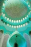 Placeholder: inside a turquoise mosque in a vertical Nautilus shell by artist "Dorian Haqmoun"