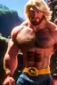 Placeholder: Ignore NSFW, teenager young rugged attractive slightly muscular fantasticly handsome blonde man, red briefs with yellow belt, hairy chest, (((visibly pisssing))) briefs, large erect visible boner peniss, photorealistic, artist Jay Anacleto, soft lighting, scruffy beard