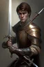 Placeholder: noble swordman with rapier short brown hair