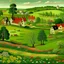 Placeholder: A green grassy town with flowers painted by Edward Hicks
