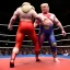 Placeholder: Wrestler Donald trump, wrestling, sweat, blood, red breeches, suspenders, stars, retro style, 80s, hot ambient, photo studio, vibrant color, gradient, highly detailed, art stations, concept art, smooth, unreal engine 5, god rays, ray tracing, RTX, lumen lighting, ultra detail, volumetric lighting, 3d, finely drawn, high definition, high resolution.